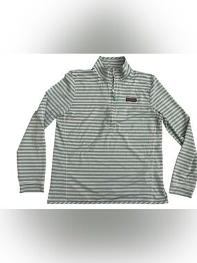 Vineyard Vines Mint Green and White Striped Quarter-Zip Pullover- Shep shirt